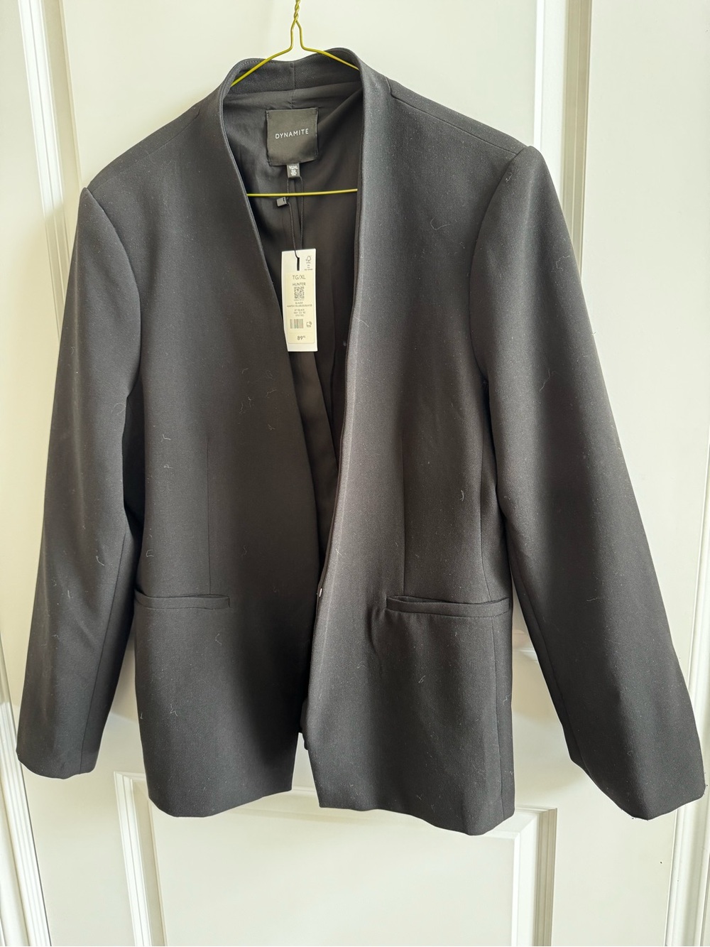 NWT Dynamite Hunter collarless blazer. Jet Black.